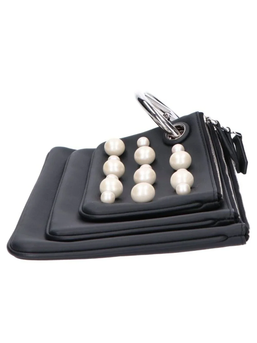 Fendi Pearl Studded Triplet Pouch Multi Clutch